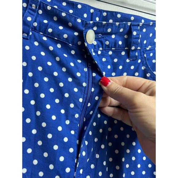 Lauren Jeans Co. Ralph Lauren Size 10 Blue White Polka Dot Capri Pants - Picture 9 of 13